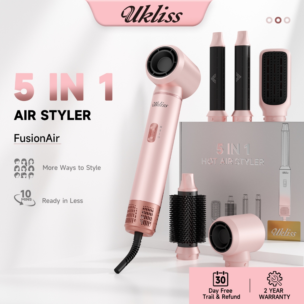 Ukliss Hair Dryer Brush 5 In 1 Multifunctional Comb Automatic Styler Hair Curler Straightener 630 Million Negative Ions