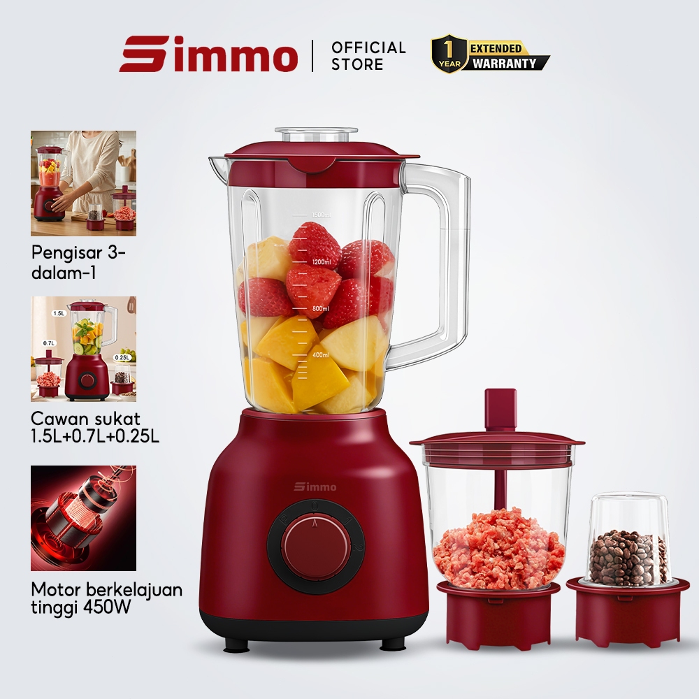 Simmo Fruit Juicer Food Processor 3 In 1 Blender Heavy Duty Multi-Functional High Power Fast Ice-Breaking