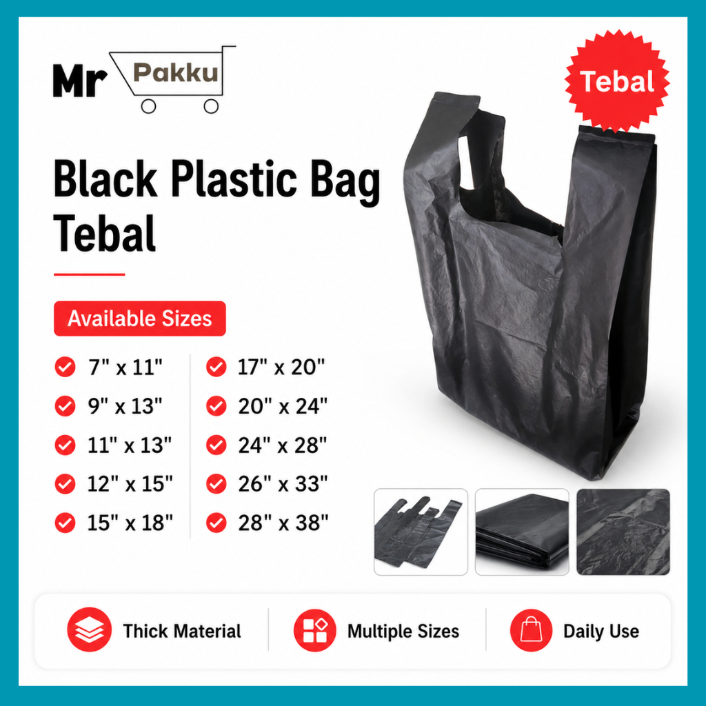 Harga Murah Black Color Singlet Plastic Bag / T-Shirt Bag / Beg Plastik / Beg Tangkai / Tapau Bag