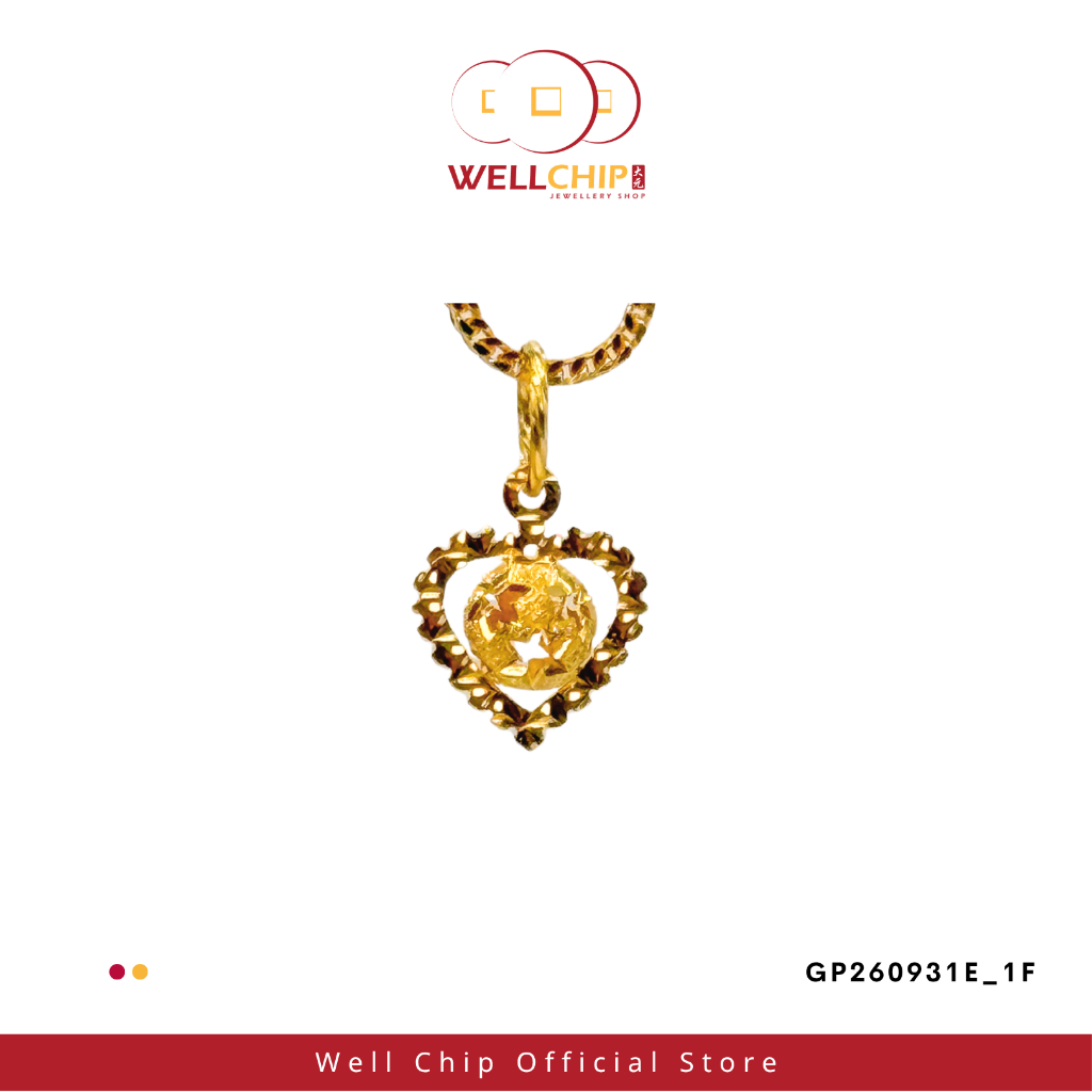 Loket Emas 916 Love | Heart 916 Gold Pendant | Emas 916 | Kedai Emas WELL CHIP