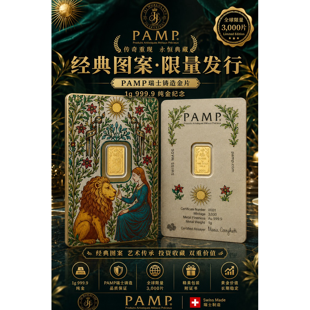 PAMP 🦁UNA AND THE LION 🦁(1GM) limited edition 999.9 FINE GOLD BAR