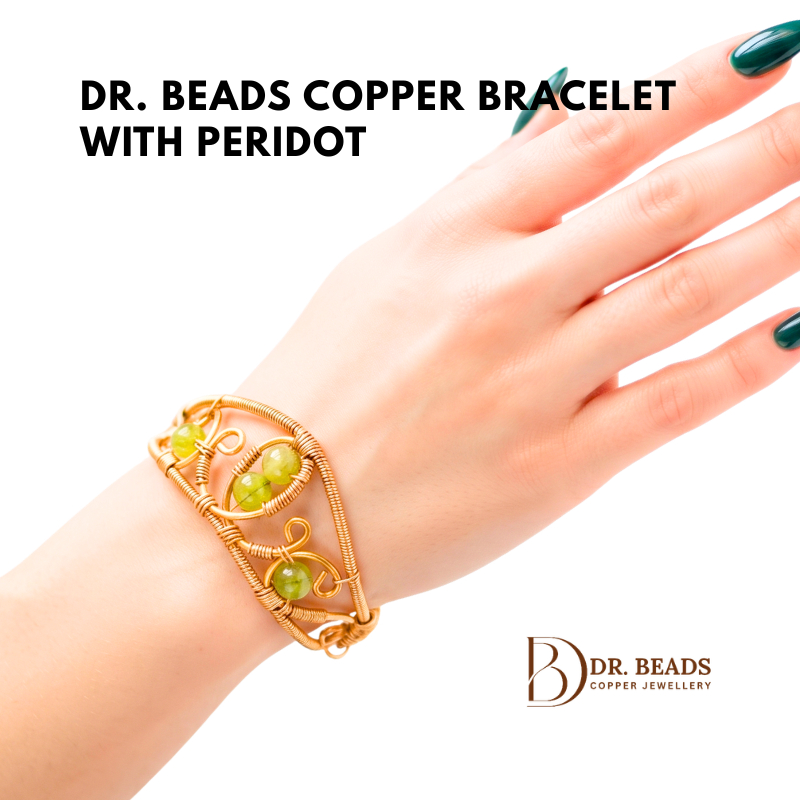 Dr. Beads Copper Bracelet with Peridot - Boho Chic Gemstone Jewelry