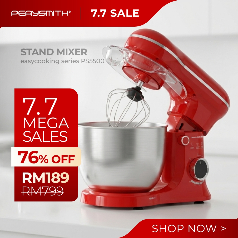 PerySmith PS5500 5.5L Stand Mixer EasyCooking Series (Mesin Adun | mixer cake | dough mixer | mesin uli tepung doh)