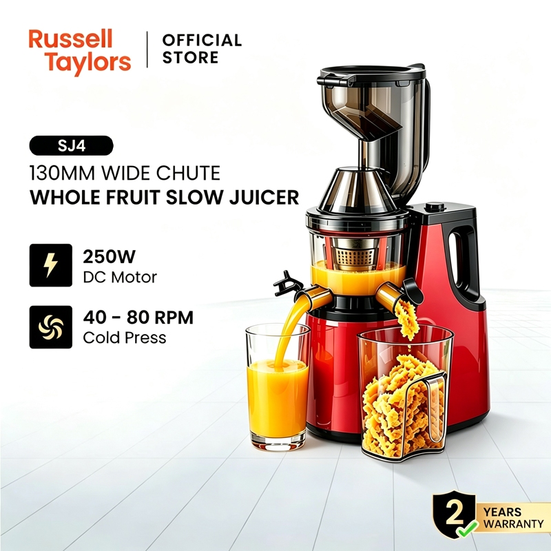 Russell Taylors Masticating Cold Press Slow Juicer with 130mm Wide Feeding Tube SJ4 Mesin Jus