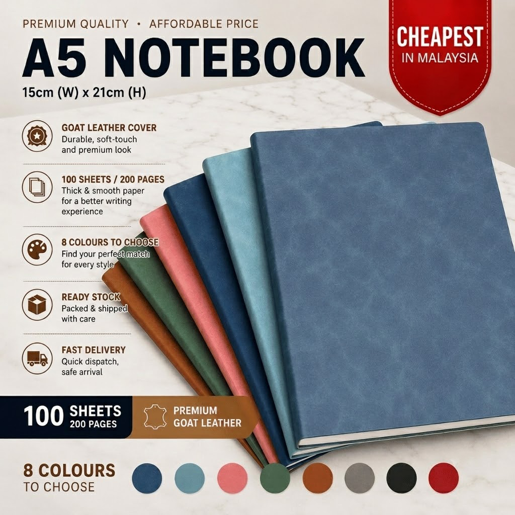 200 Pages A5 Premium Goat Leather Notebook Custom Logo Journal Diary Office Notebook Business Gift Office School Diary