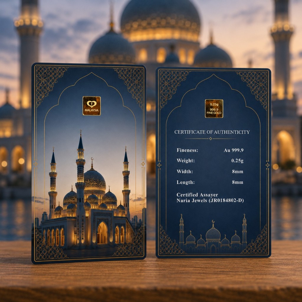 Naria 999.9/24K Gold Bar 0.25gm Edisi Masjid 2026 Pelaburan Emas Gold Investment&hellip;