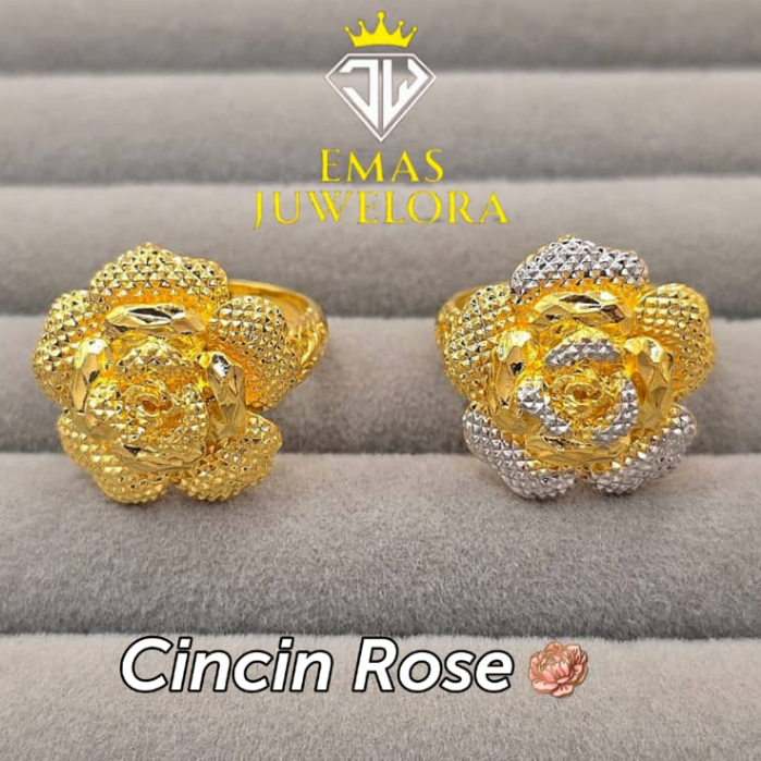 Juwelora Emas 916 3L I Cincin Bunga Rose HG 100% Emas 916 | Free Shipping | Mega Sale | Merdeka Sale #emas916