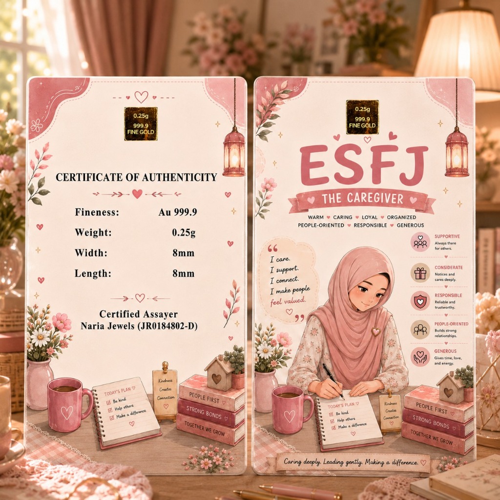Naria 999.9/24K Gold Bar 0.25gm Design ESFJ Personality MBTI Collection Emas Tulen&hellip;