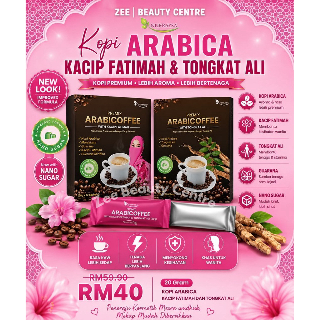 NURRAYSA kopi Arabica premix arabicoffee kacip fatimah dan tongkat ali Upgraded Formula