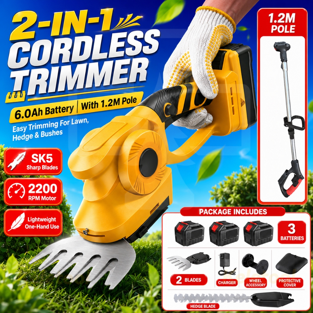 24V Cordless Grass Trimmer Electric Hedge Trimmer Shrub Shear Grass Cutter Garden Weeding Tool Battery Powered