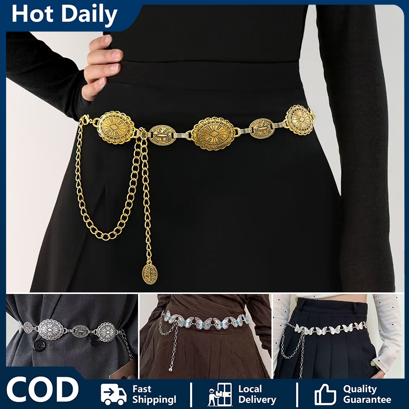 Antique Color-Fast Alloy Waist Chain Vintage Bohemian Multi-layer Design Fashion Dress Ornament Rantai Pinggang Wanita