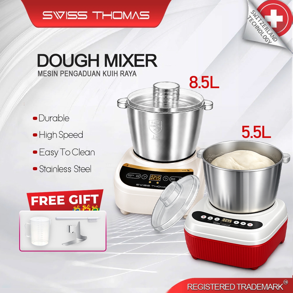 SwissThomas 5.5L Electric Dough Mixer Machine Stand Mixer Food Dough Mixer Machine Bakery Tepung Mesin (Mesin Pengadun)