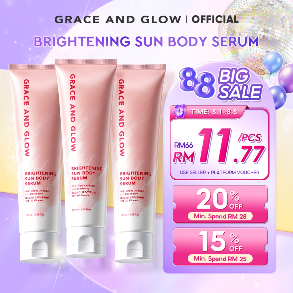 Grace and Glow Whitening Body Serum Cream Sunscreen PA+++ Smoothing Skin Daily Care Underarm Body Whitening Lotion 100ml