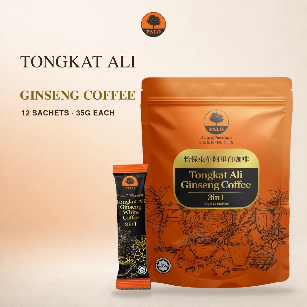 PALO Tongkat Ali Ginseng Coffee | Kopi Tongkat Ali Segera | Tenaga & Stamina | HALAL | 12 sachets