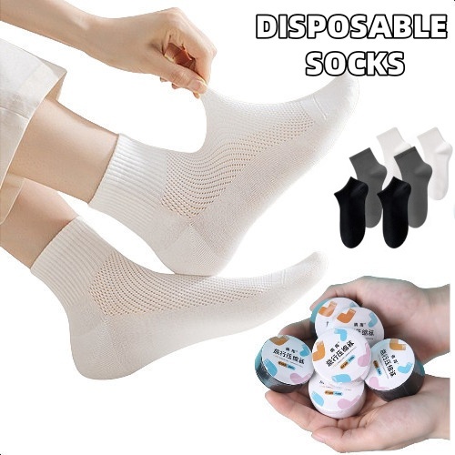 Disposable Sock Travel Compression Thin Sweat Absorbent Non Washable Portable Men Women Stokin Pakai Mampatan Perjalanan