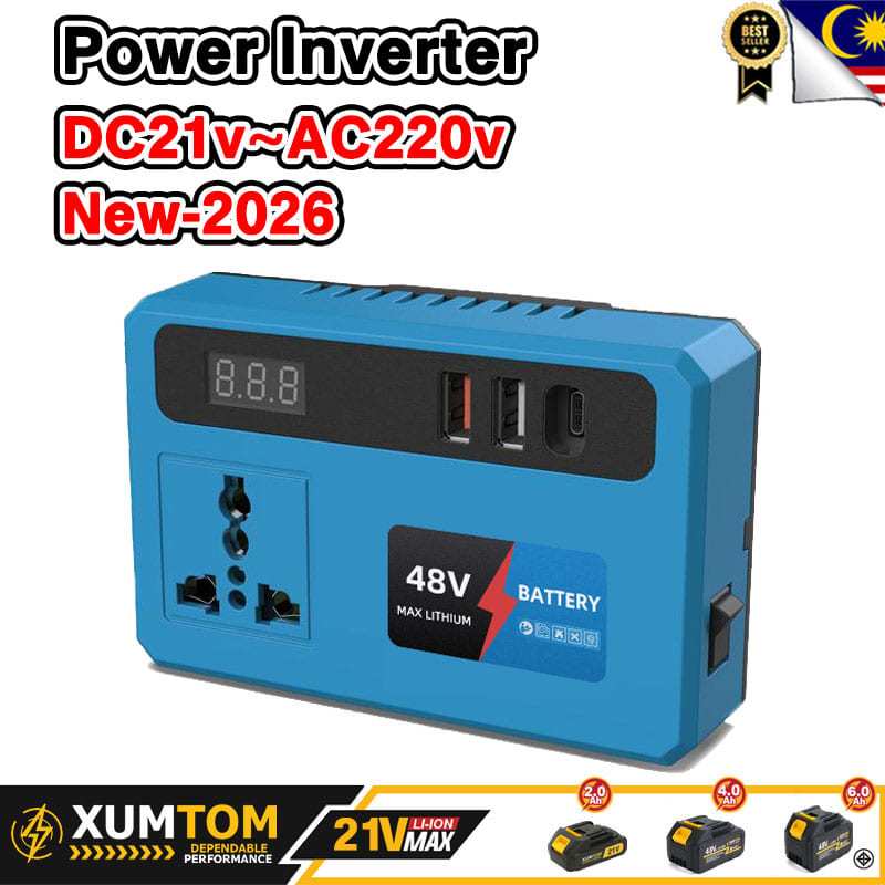 🔥COD🔥Portable Power Inverters for 21V 48V MT Battery Inverter 20v to 220v Converter with Dual USB,AC Outlet and Type-C