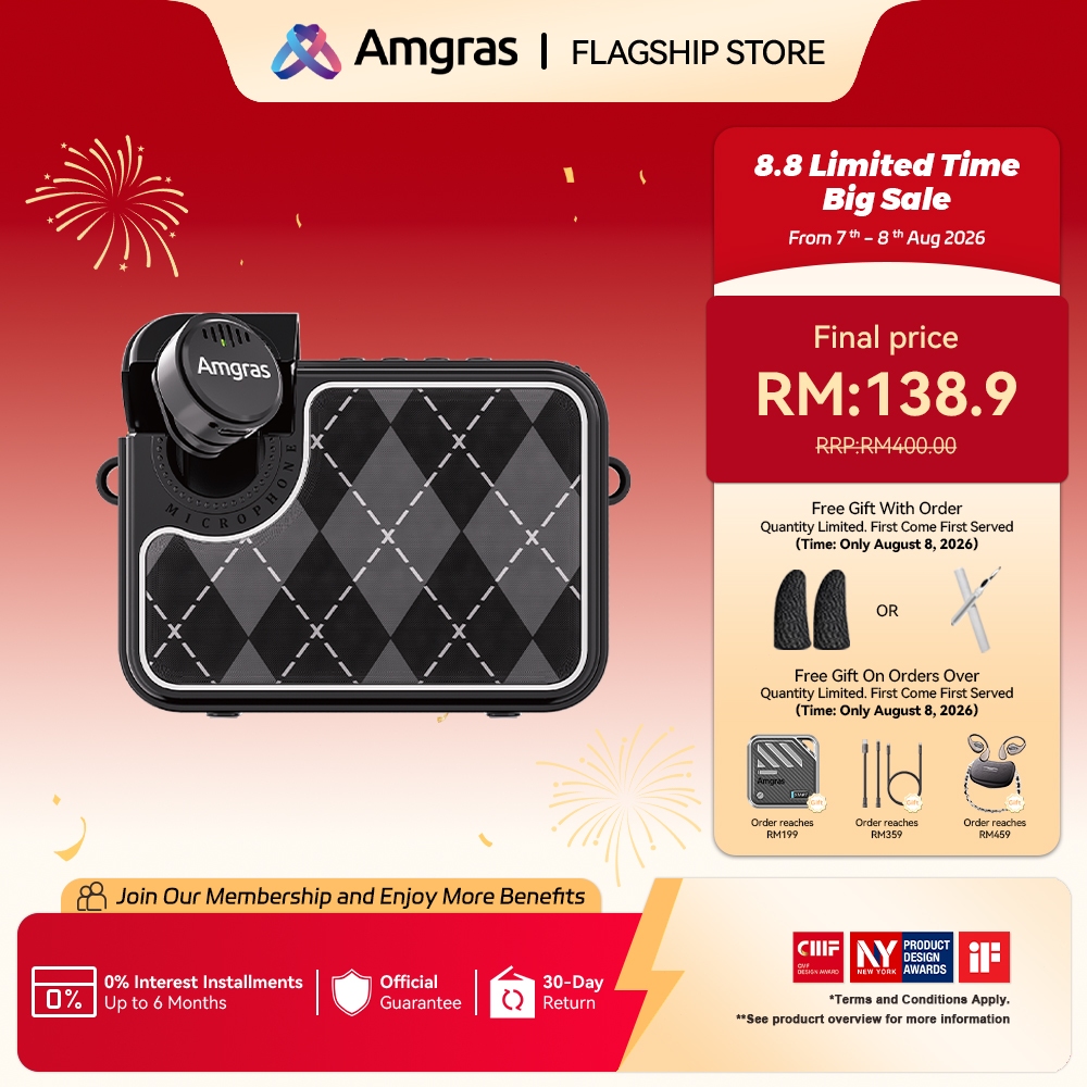 Amgras Mic Pro 1 High-Volume Wireless Lavalier Microphone For Teaching, Tour Guides, and Outdoor Explanation - Portable