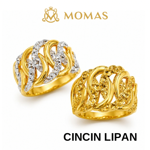 MOMAS CINCIN LIPAN 5D Emas 916 Original Cincin Emas 916 Tulen Cincin Bajet Emas 916 Cincin Murah Emas Original