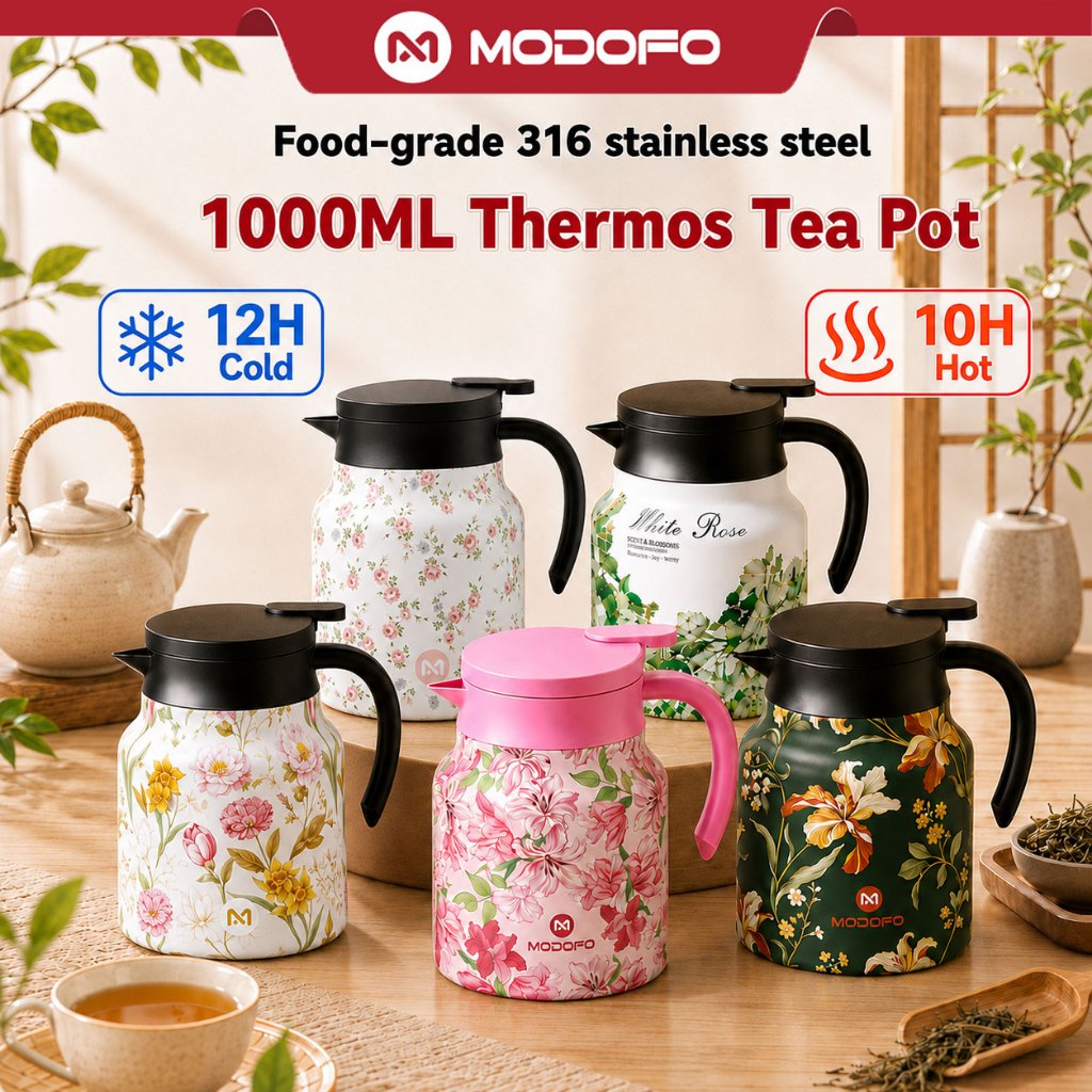 MODOFO 1L/1.5L Thermos Tea Pot SUS316 Jugs Thermal Teapot Jug Air Aesthetic Bekas Air Tahan Sejuk Jug Air Sejuk 保溫壺茶壶