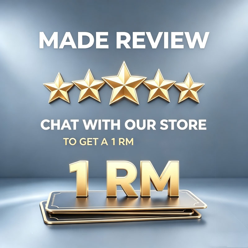 Selepas terima Charger barang & beri ulasan, chat kami di Shopee untuk dapatkan Terima kasih sokong kedai kami