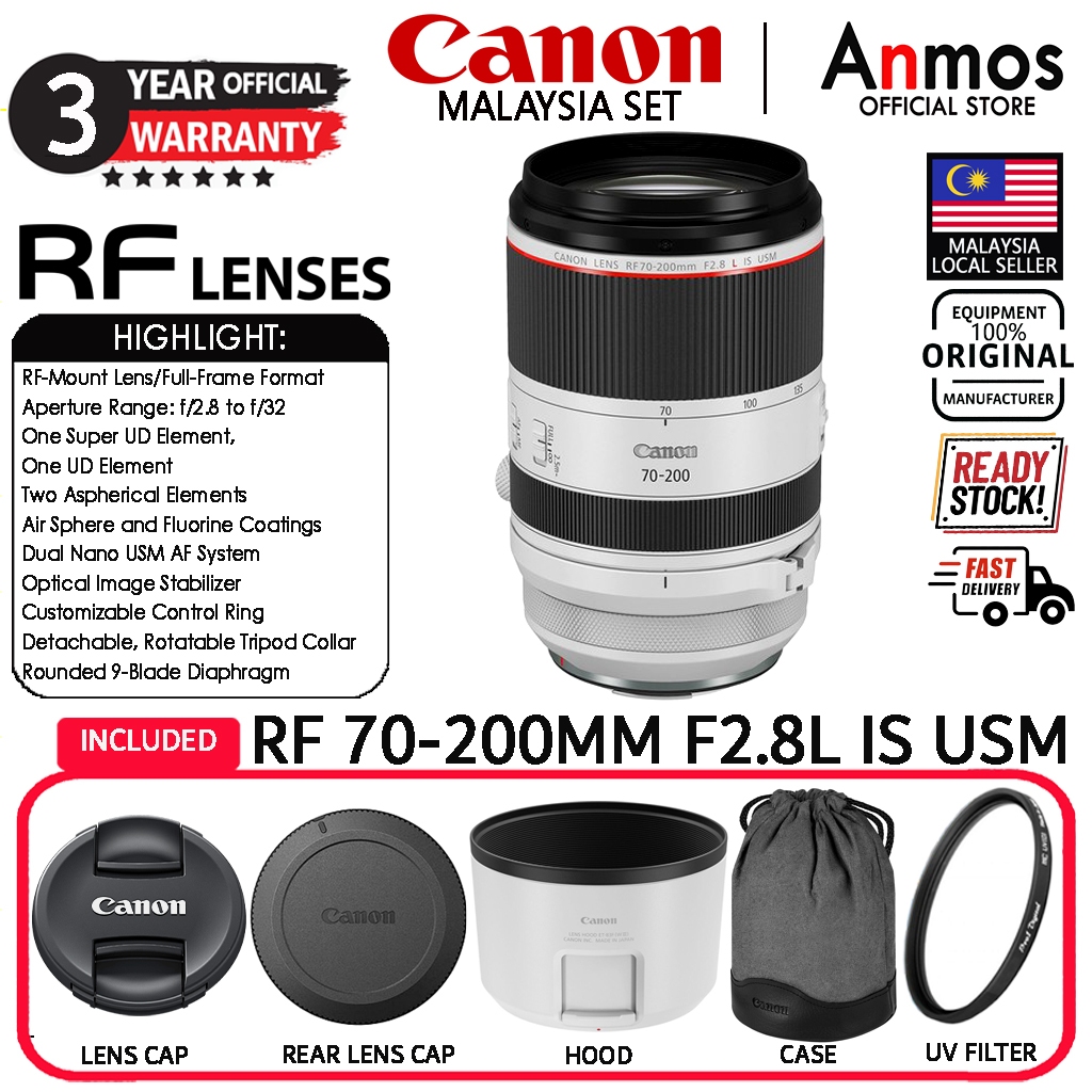 CANON RF 70-200MM F/2.8 L IS USM ( CANON MALAYSIA 3 YEARS WARRANTY )