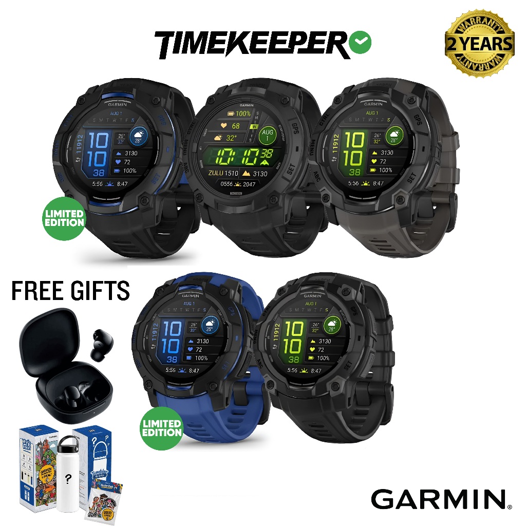 [FREE GIFTS] Garmin Instinct 3 AMOLED /Tactical AMOLED /AMOLED Rugged Outdoor GPS Smartwatch - 2 Years Warranty