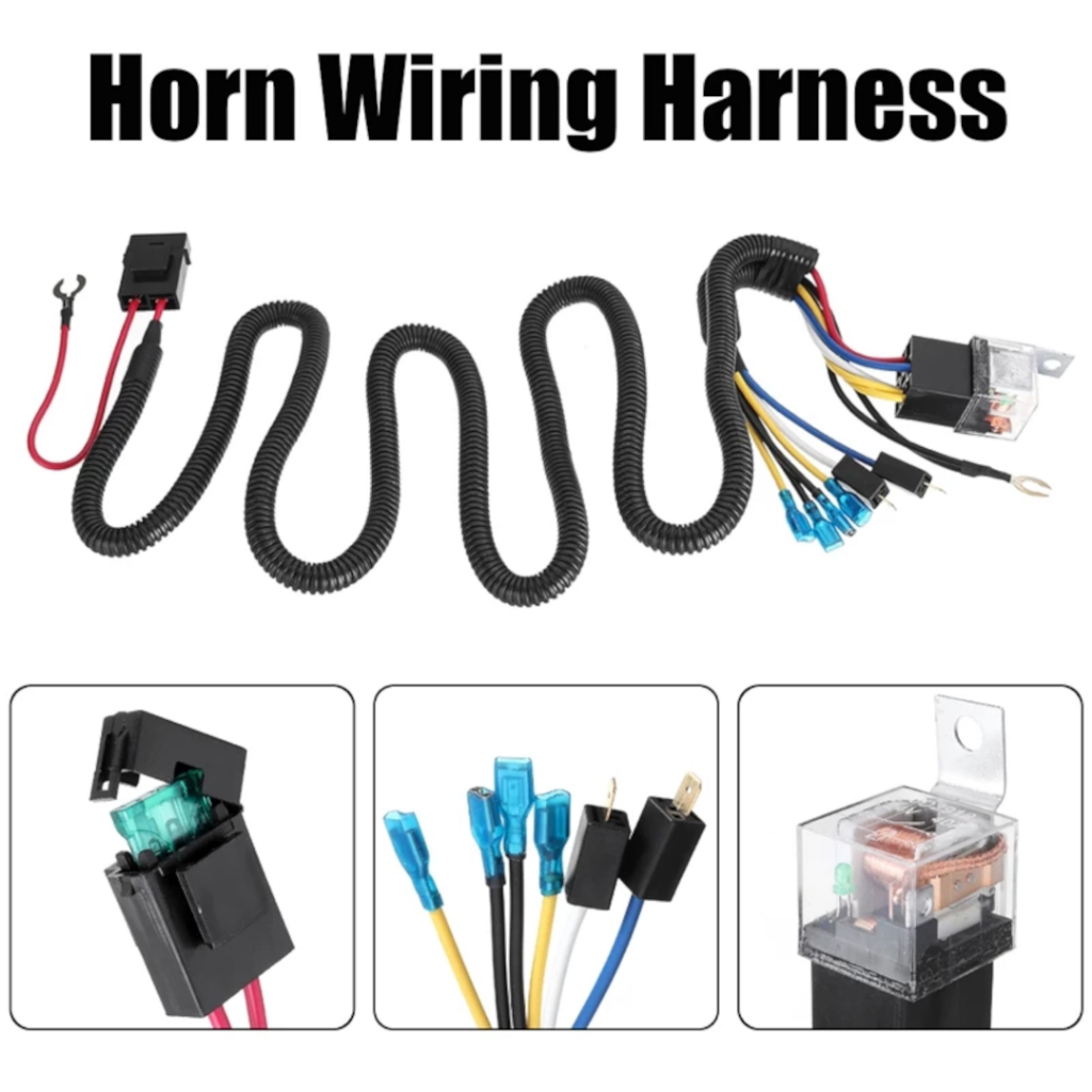 12V Car Motorcycle Dual Horn Wiring Harness Cable Set Wire Relay Fuse Sound Loud Booster BM Snail Hon Bunyi Kuat Kereta