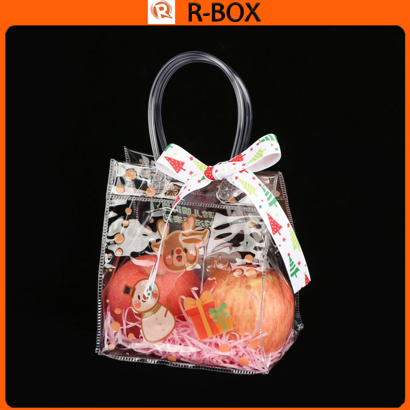 Transparent PVC Tote Bag Beg Hadiah PVC Telus Reusable Snap Button Gift Handbag For Party Doorgift