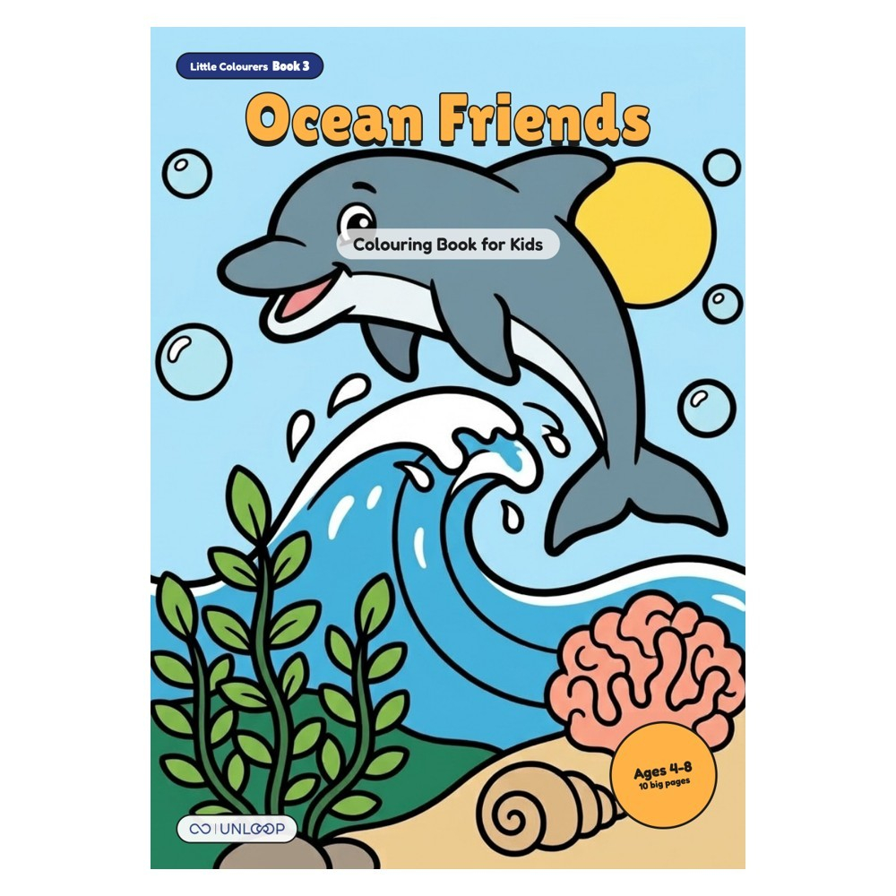Ebook Ocean Friends Colouring Book for Kids Ages 4-8 (Printable PDF, English)