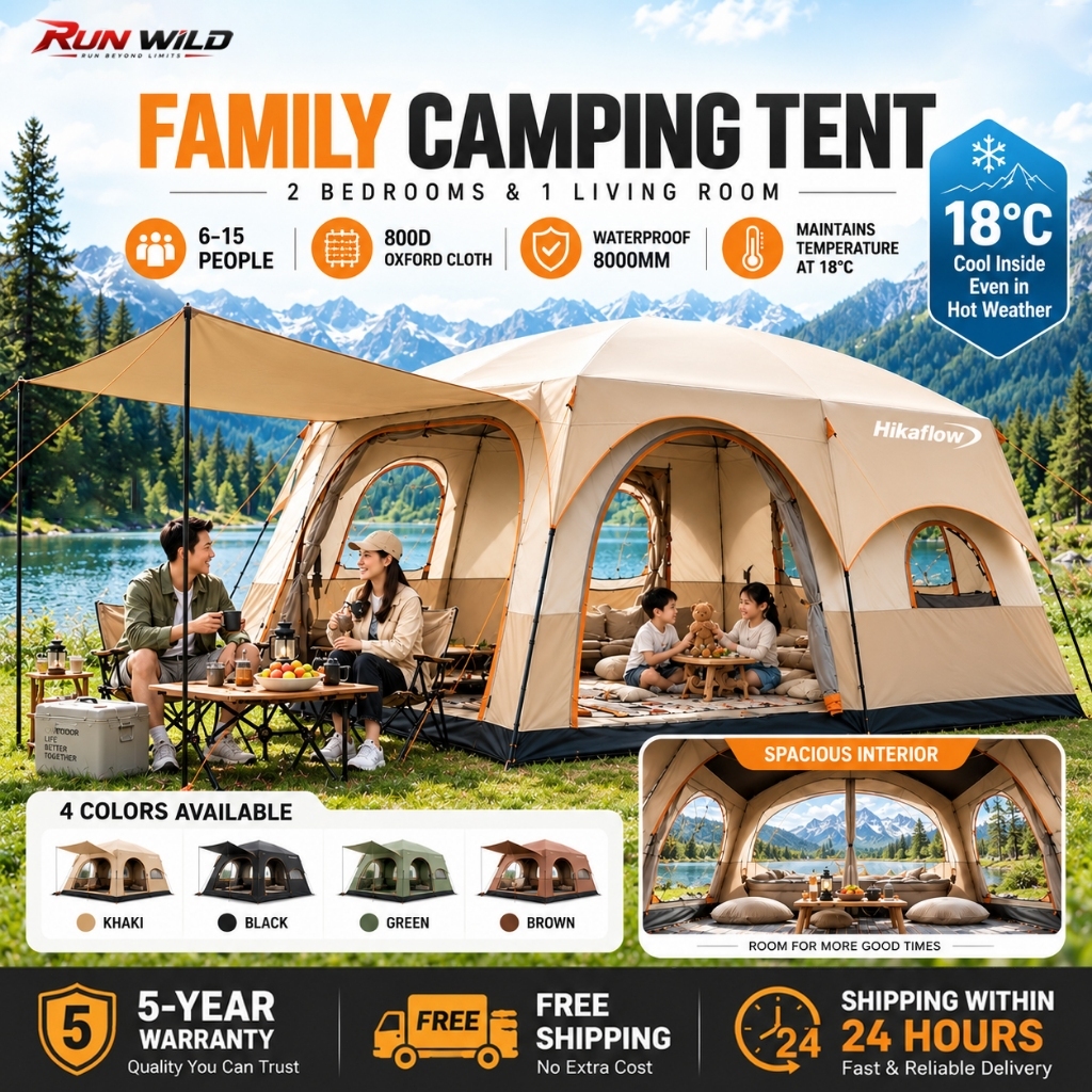 Camel Large Khemah Unta Camping Tent Besar 6-15 Person Family Outdoor Waterproof Double Layer Portable Luxury Outdoor