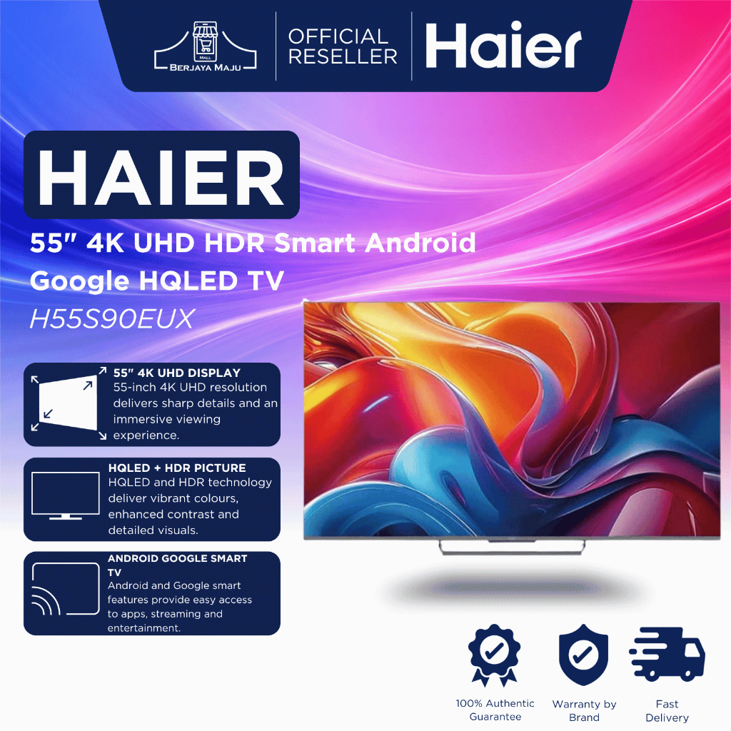 Haier 55" 4K UHD HDR Smart Android Google HQLED TV H55S90EUX | 4K UHD Smart TV Android Google TV televisyen pintar 智能电视