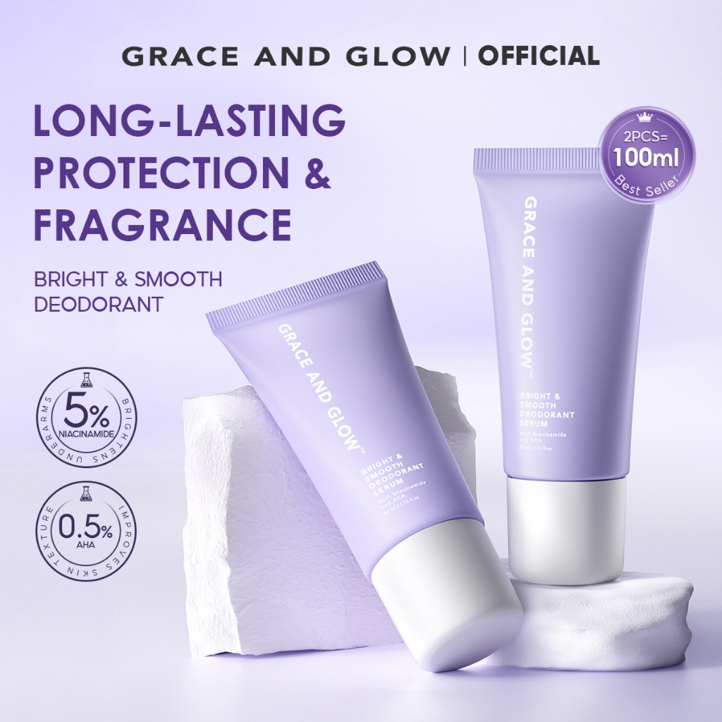 Grace and Glow Deodorant Roll On Serum Brightening Armpit 2PCS Bundle Daily Use Pencerah Ketiak Pemutih Ketiak 50ML