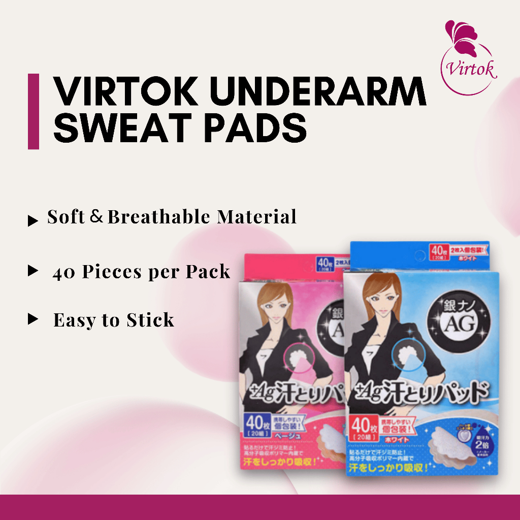 VIRTOK Jepun 40pcs Pelapik Ketiak Penyerap Peluh Underarm Sweat Pad Armpit Antiperspirant Antibakteri