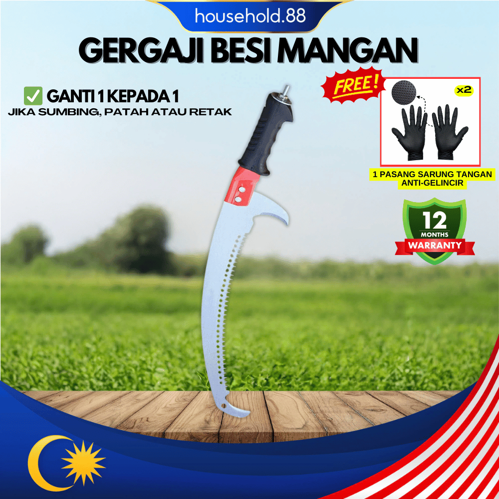 (Dual Hook) Gergaji Pokok 585mm Garden Tree Pruning Saw Tree Cutting Saw Tree Branches Cutter