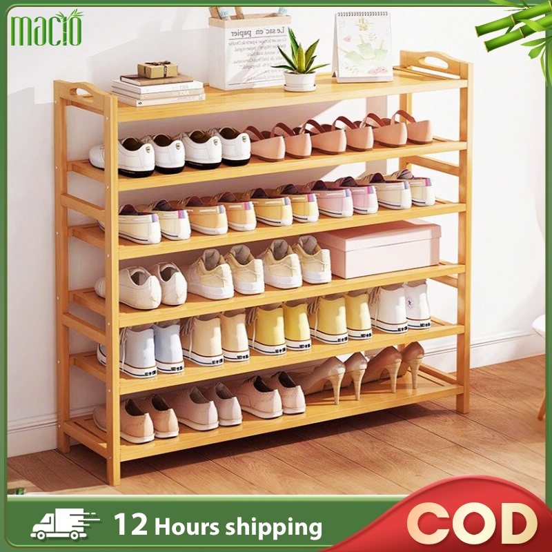 Hot Sales Bamboo Shoe Rack Rak Kasut Kayu 5/6/7 Layers Shoe Rack Outdoor Shoe Organizer 鞋架