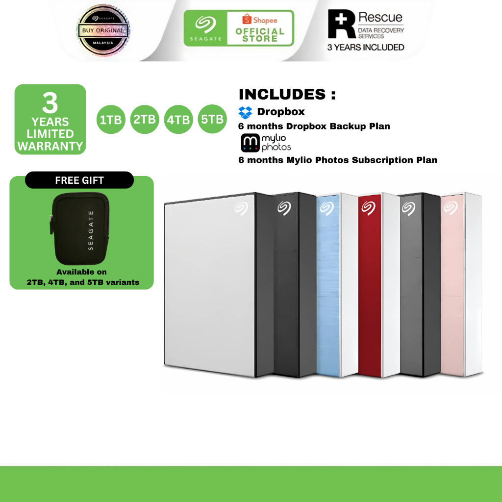 Seagate One Touch External HDD with Password Protection - USB 3.0 for Windows and Mac / Hard Drive / 1TB/2TB/4TB/5TB