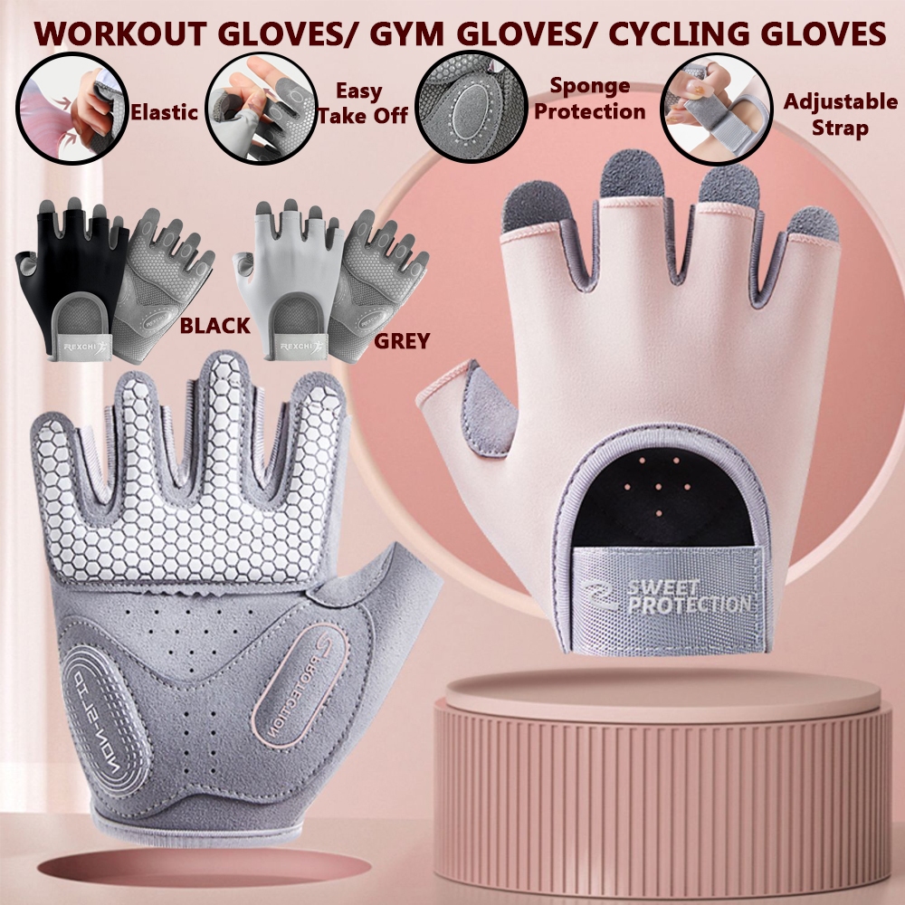 3H 1 Pasang Sarung Tangan Gym Gloves Sports Cycling Workout Weightlifting Fitness Bodybuilding Glove