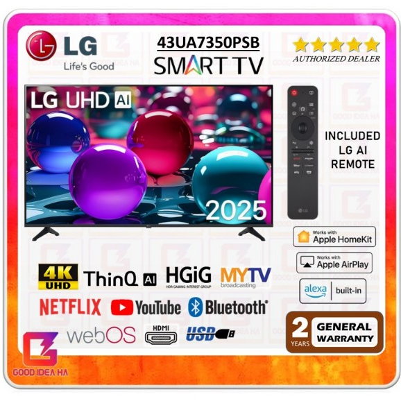LG 43UA7350PSB 4K UHD AI TV UA73 HDR10 (2025) - 43 inch