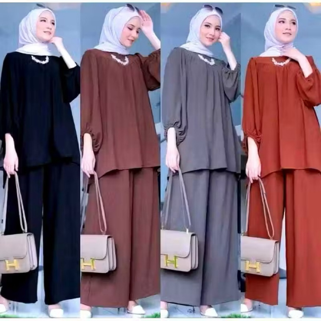 Harga Hanat Set Wanita Clothing 2 in 1 (Blouse + Pants + ) Sleeve CEY CREPE ironless Bintang