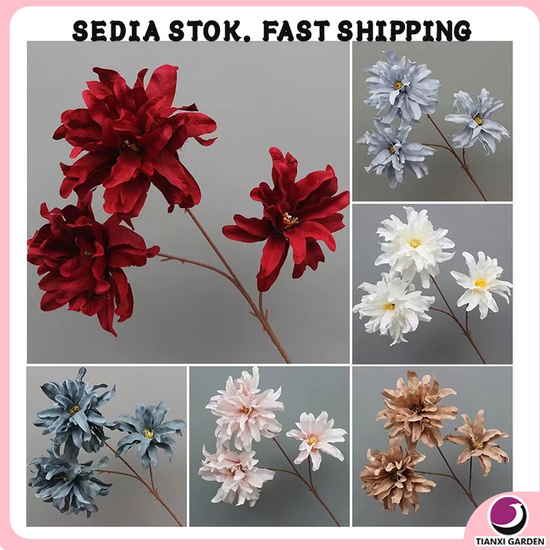 3-Head Purple Orchid Artificial Flower – Bunga Tiruan for Wedding Decoration & Ground Arrangement