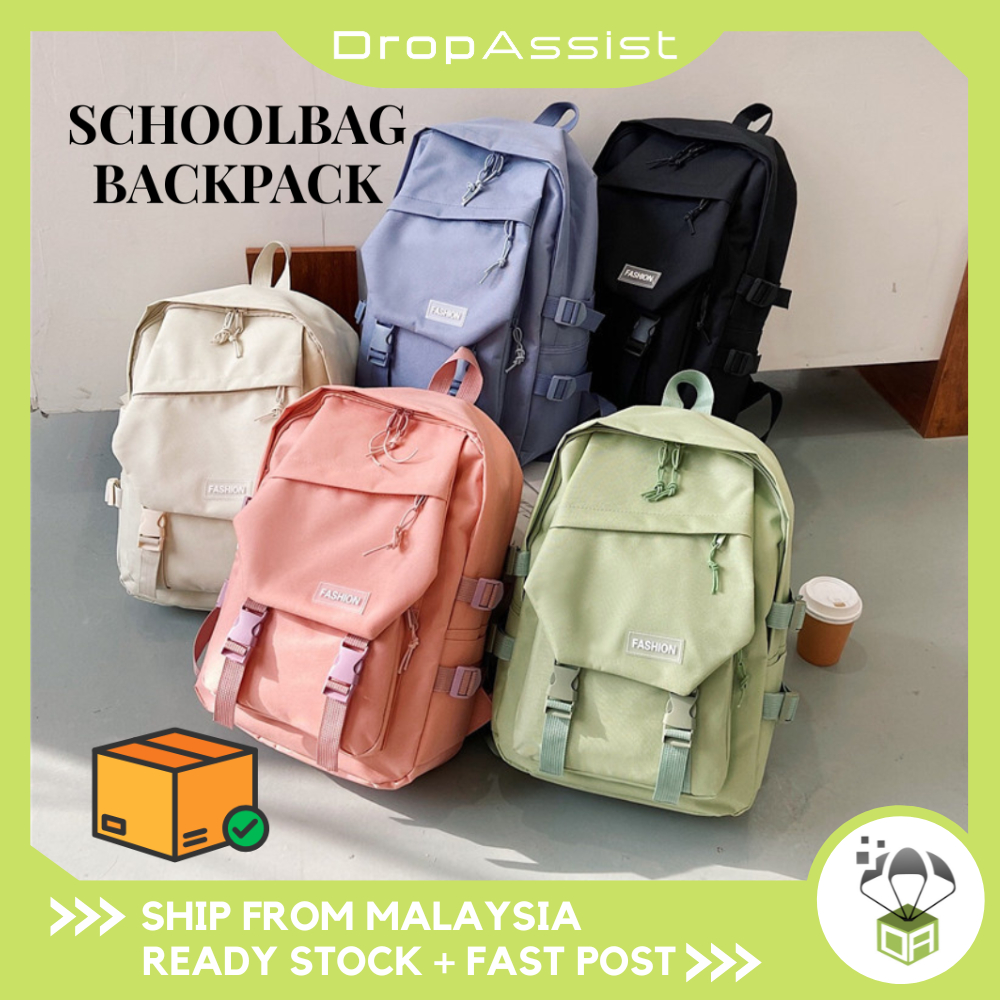 DROPASSIST 2321 Unisex Canvas Schoolbag Student Backpack Beg Galas Belakang Sekolah Kapasiti Besar