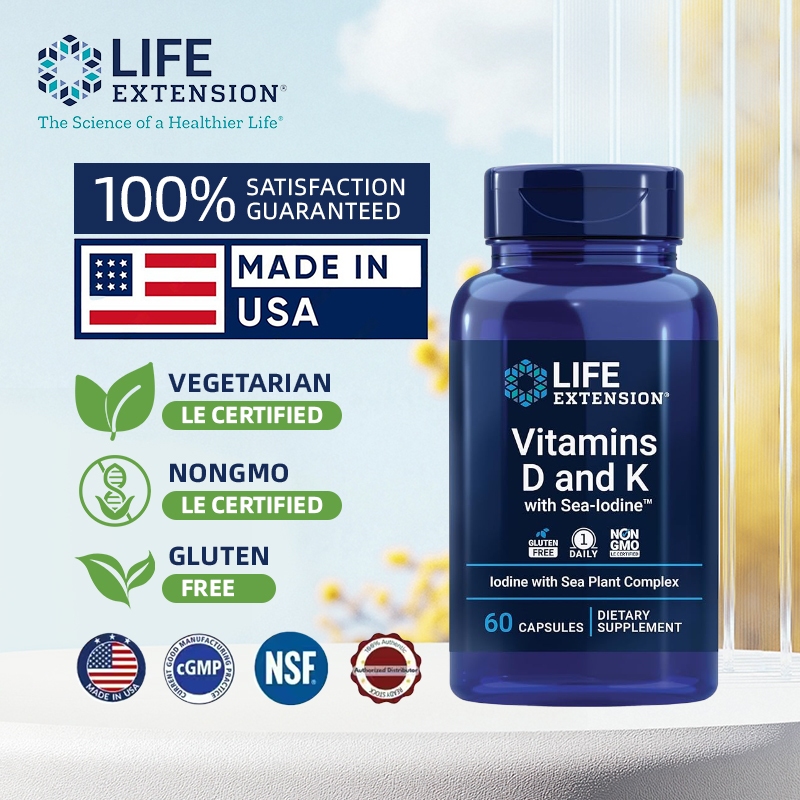 Vitamins D and K with Sea-Iodine, 60 capsules  Life Extension: Exp 05/27 ,100% Authentic
