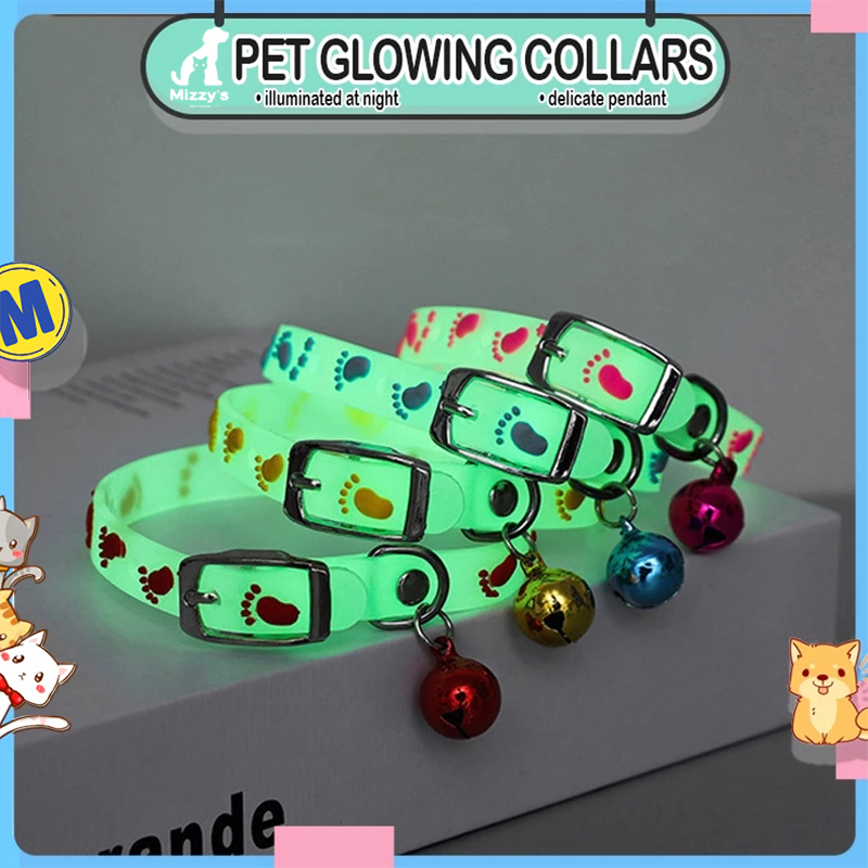 Mizzy's Pet Glowing Collars with Bells Glow at Night Cat Collar For Cat Dogs Collar For Cat Necklace