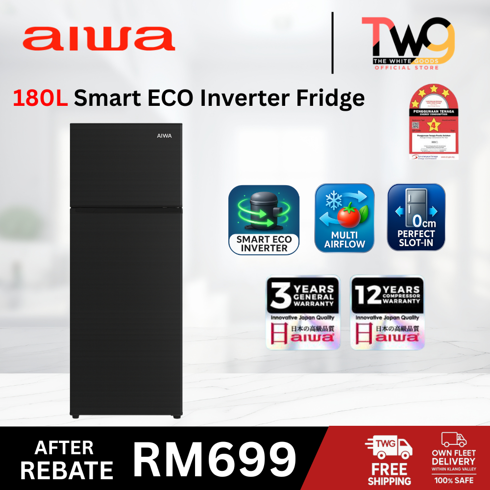 [NUR SEDA] AIWA 180L Smart Inverter Top Mount Kageki Series AW-AJF180MTG Refrigerator Fridge