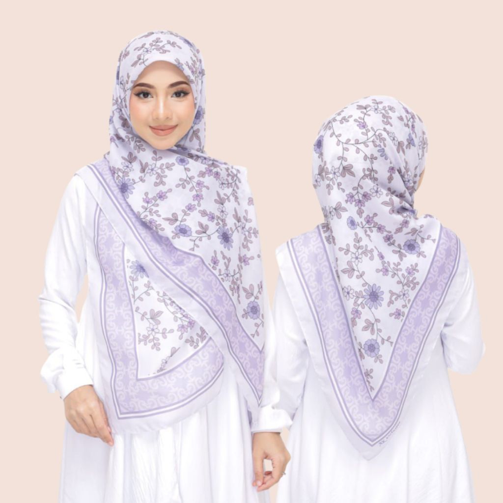 Tudung Bawal Cotton Printed Bidang 50 - Premium Quality Square Hijab Corak Labuh