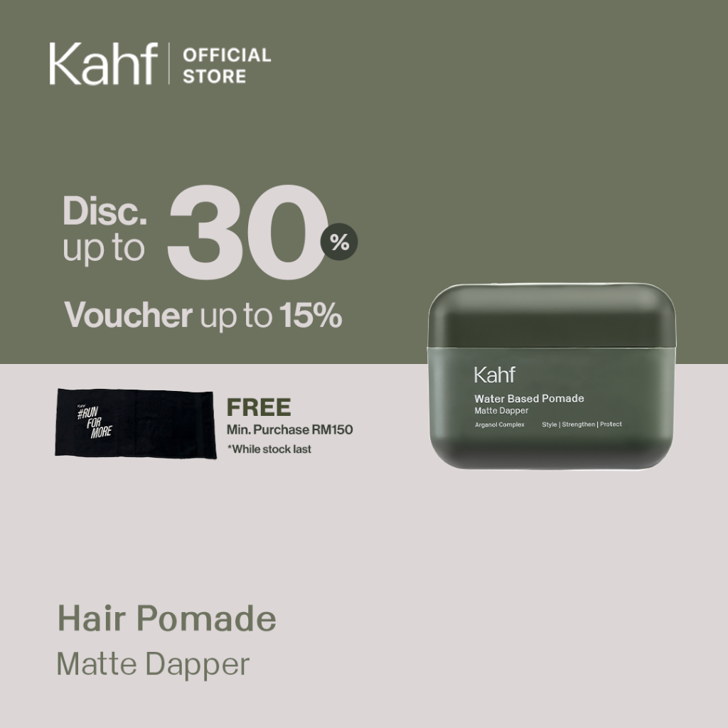 Kahf Matte Dapper Water Based Pomade -12h Strong Hair Styling Product - Easy Wash Easy Application - Minyak Rambut