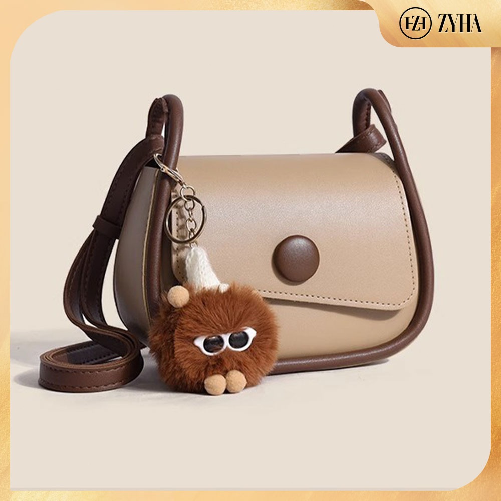 ZYHA Women Handbag Fashion Crossbody Bag Vintage Shoulder Bag PU Leather Sling Bag Wanita Beg