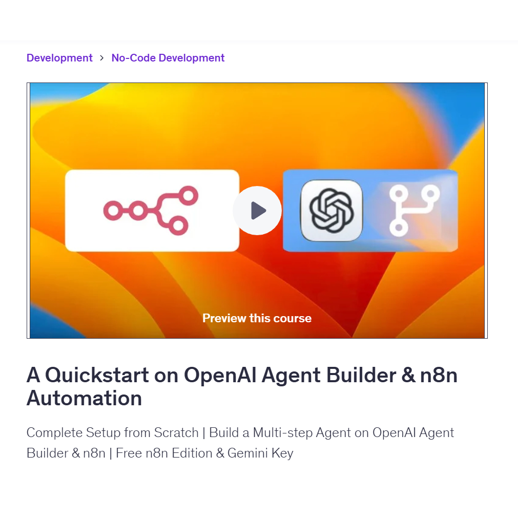 [n8n Video Course] A Quickstart on OpenAI Agent Builder & n8n Automation | Learn n8n Video Course | Ai Automation
