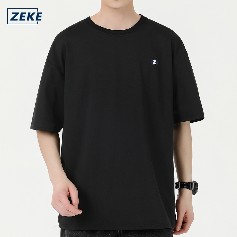ZEKE A0028 Embroidered Logo T-shirt Men Short Sleeve Tops Lelaki Lengan Pendek Baju tshirt