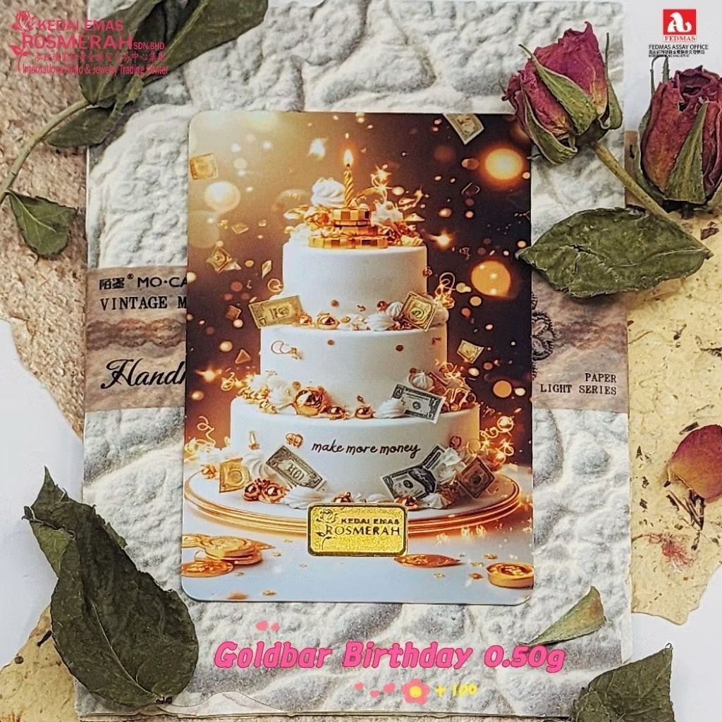 KEDAI EMAS ROSMERAH HAPPY BIRTHDAY 999.9 GOLD BAR 0.50GRAM 生日快乐 0.50 克&hellip;